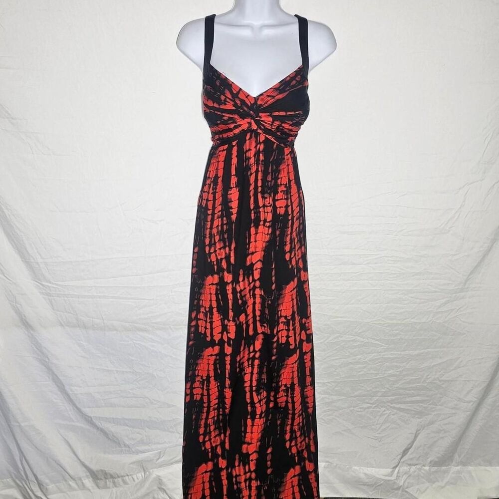 black red tie dye style grunge goth sleeveless vintage 90s maxi dress